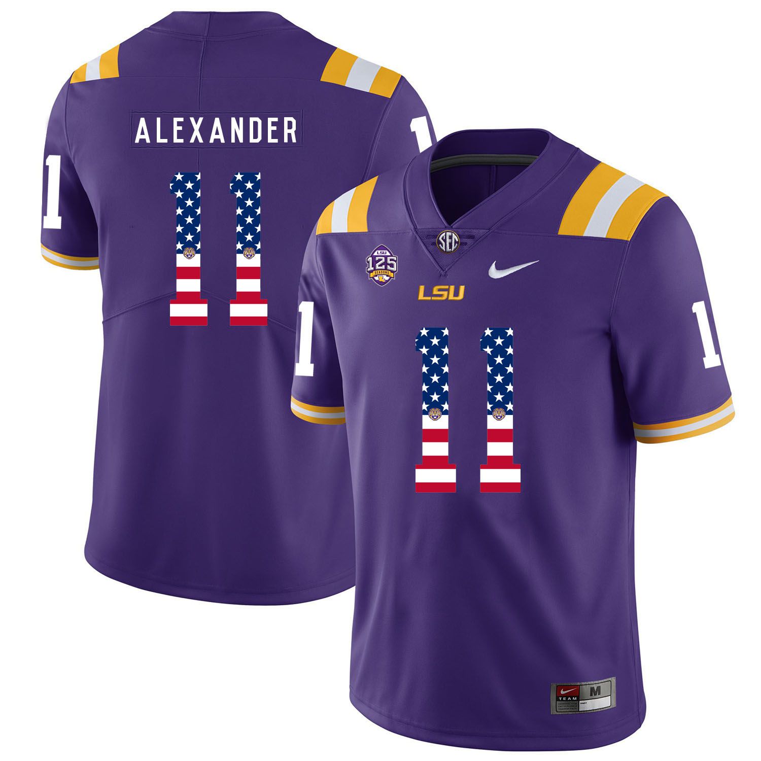 Men LSU Tigers #11 Alexander Purple Flag Customized NCAA Jerseys->customized ncaa jersey->Custom Jersey